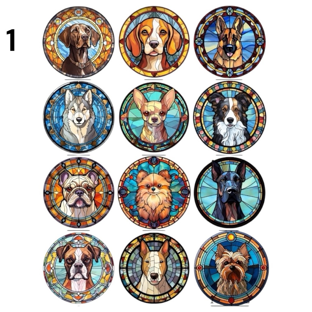 Dog keychains. Personalized stain glass look made of 2” wood made to order - Picture 6 of 16